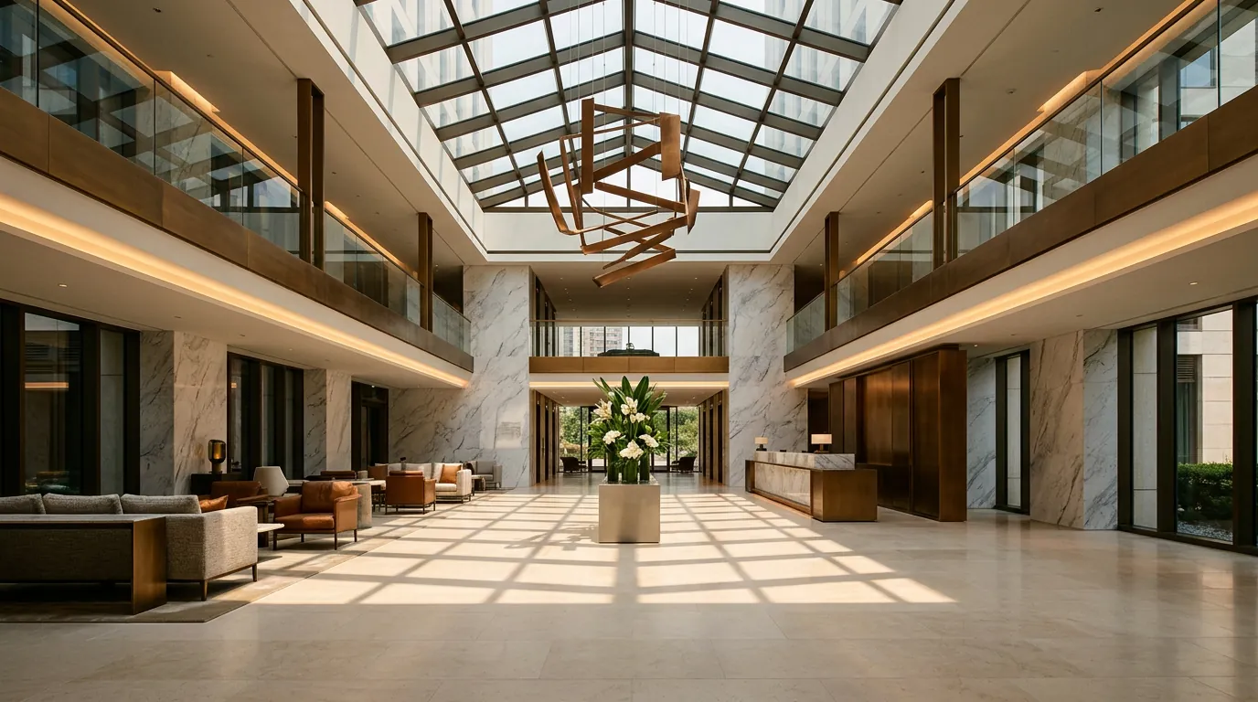 Bright, modern amenities lobby and lounge area
