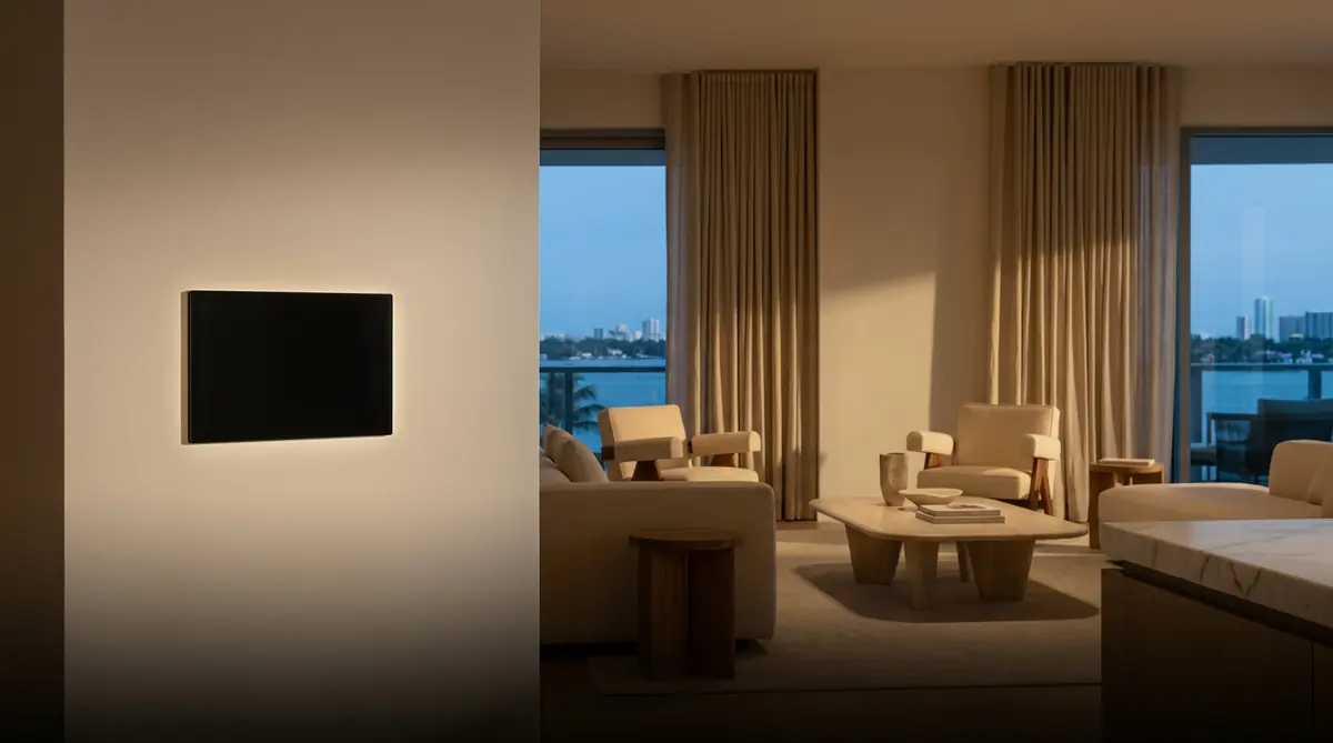 Smart home interface panel in a modern luxury residence